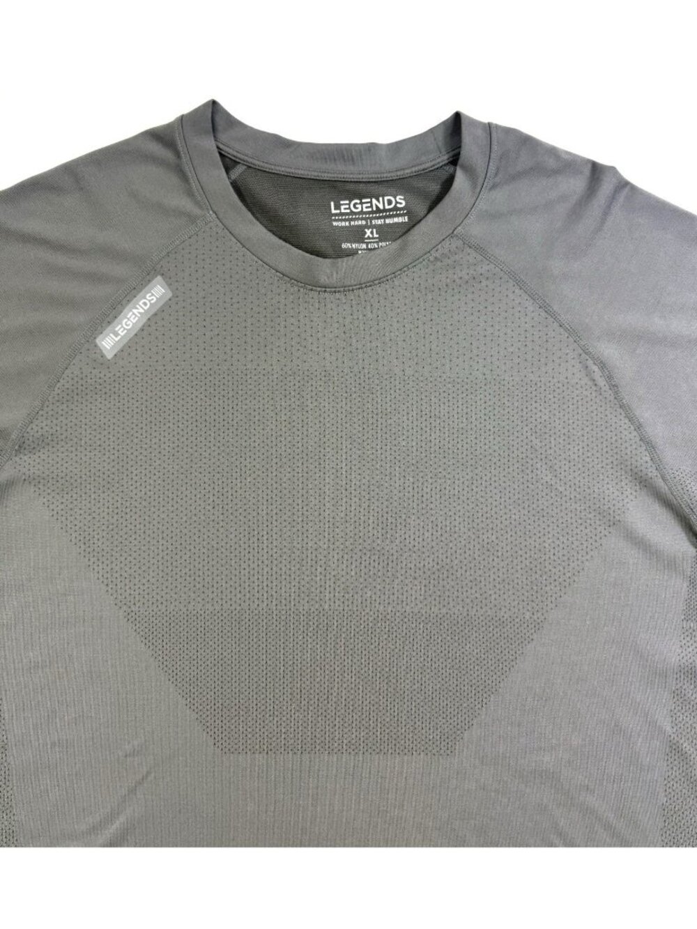 Legends Mens Shirt Size XL Short Sleeve Performance Lightweight Gym Running Gray - Picture 2 of 9